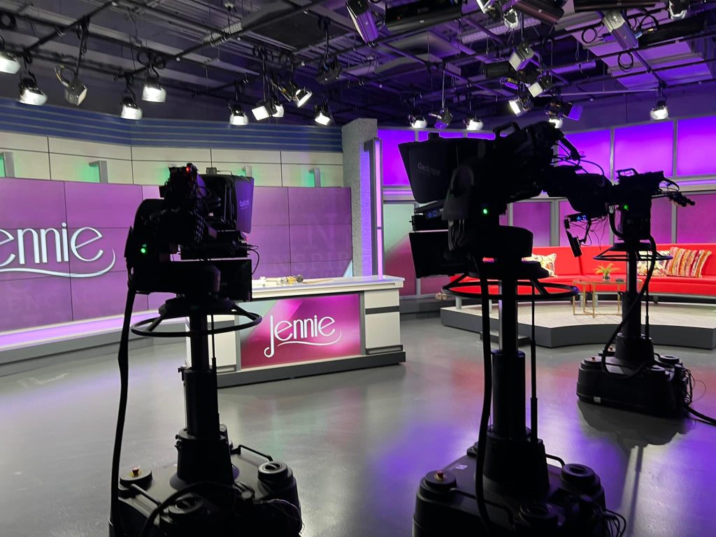 TV studio with the name Jennie on the wall