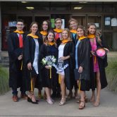 Class of 2023 in their cap and gowns.