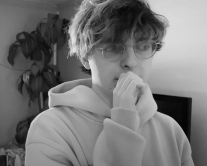 Vaping teen in a black and white image