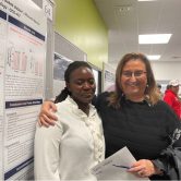 Sheila Ngumbi (BCB) with her mentor, Dr. Manuela Bartoli, at the GRD 2024 Poster Session