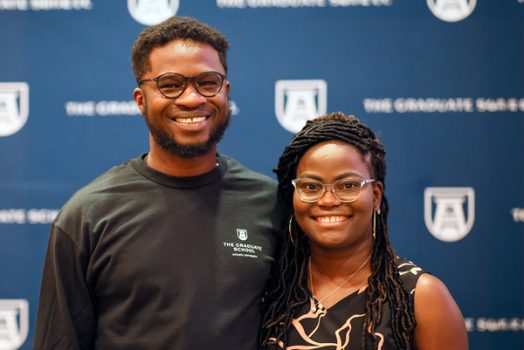 Two students at welcome back event