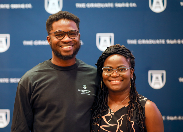 Two students at welcome back event