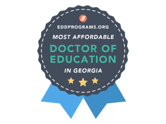 Badge reading "EdD programs.org most affordable doctor of education in georgia"