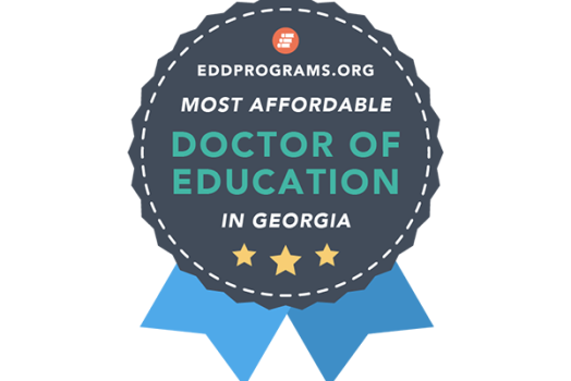 Badge reading "EdD programs.org most affordable doctor of education in georgia"