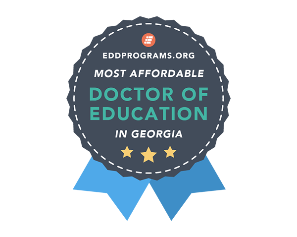 Badge reading "EdD programs.org most affordable doctor of education in georgia"