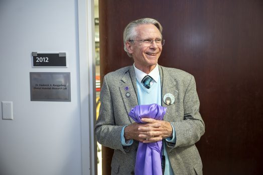 Dental College of Georgia researcher Dr. Frederick Rueggeberg was surprised by his colleagues with a freshly renovated lab space that was named in his honor.
