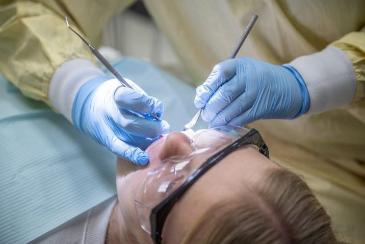 Dental Hygienist working