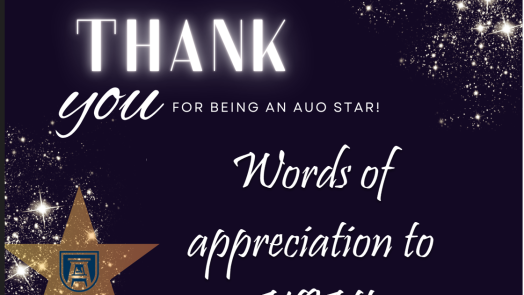 Example of the STAR Certificate that includes the instructor's name and Thank you in large text. In place of the student's comment which would normally be on the certificate, the phrase "Words of appreciation to YOU!"