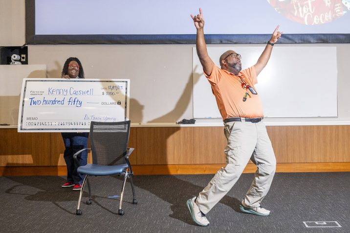 Kenneth Carswell celebrates winning the Sherry Barnett Award.