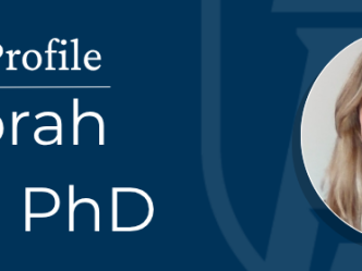 Faculty profile banner featuring Deborah Jehu, PhD. On the right is a picture of a woman smiling at the camera.